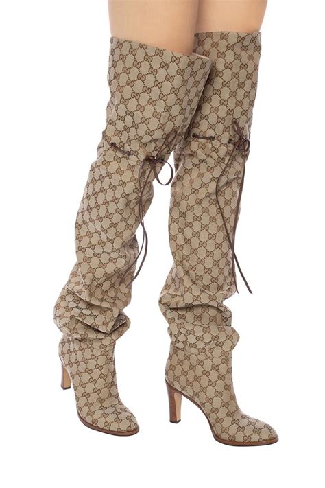 white gucci boots for women|gucci monogram thigh high boots.